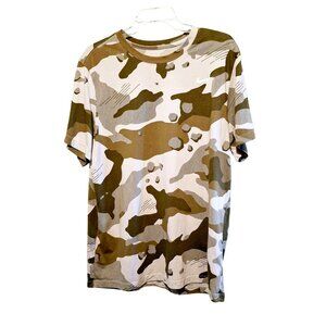 Nike Dri-Fit Camo T-Shirt XL Green & Beige Short Sleeve Mens Activewear Country